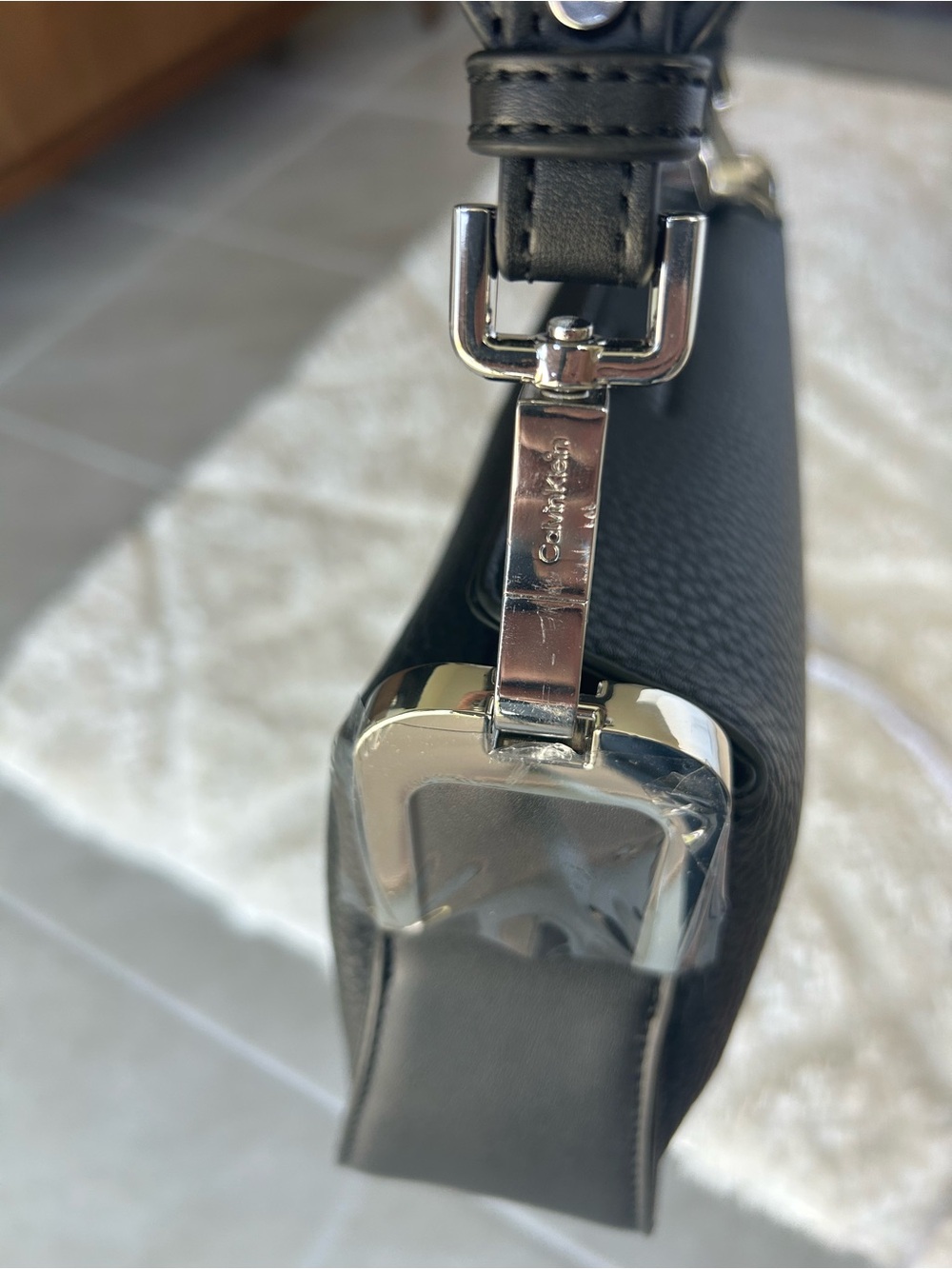 Calvin Klein Fay Demi Shoulder with Magnetic Top Closure Black Pebbled - Picture 14 of 15